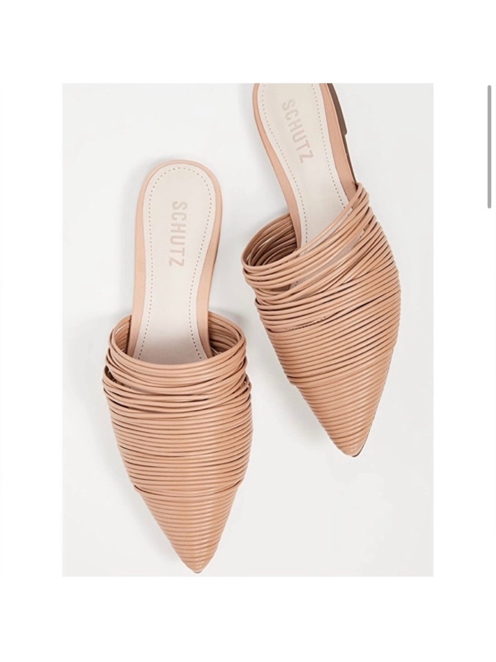 SCHUTZ Nude Tan Woven Pointed Mule